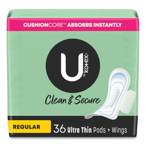 U By Kotex Security Regular Ultrathin Pad With Wings, Unscented, 36/pack - Image 1
