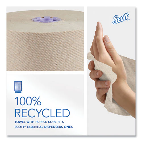 Essential 100% Recycled Fiber Hard Roll Towel, 1-ply, 8" X 700 Ft, 1.75" Core, Brown, 6 Rolls/carton - Image 2