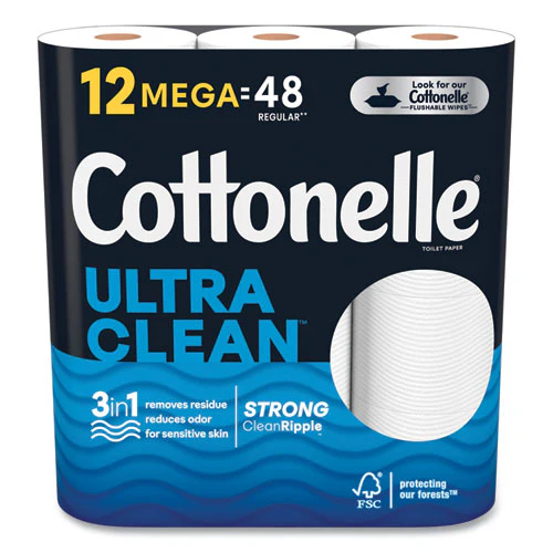 Ultra Cleancare Toilet Paper, Strong Tissue, Mega Rolls, Septic Safe, 1-ply, White, 284/roll, 12 Rolls/pack, 48 Rolls/carton - Image 1
