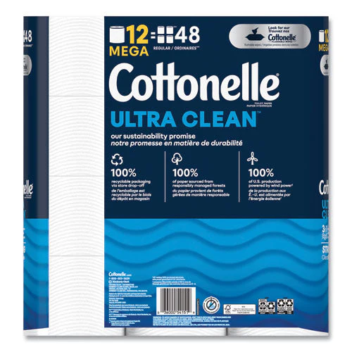 Ultra Cleancare Toilet Paper, Strong Tissue, Mega Rolls, Septic Safe, 1-ply, White, 284/roll, 12 Rolls/pack, 48 Rolls/carton - Image 2