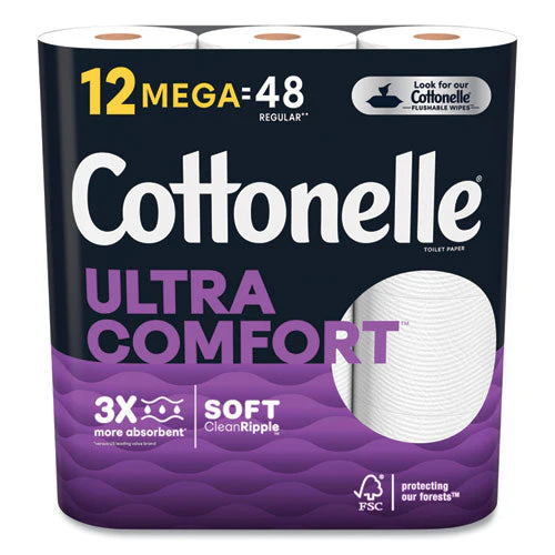 Ultra Comfortcare Toilet Paper, Soft Tissue, Mega Rolls, Septic Safe, 2-ply, White, 284/roll, 12 Rolls/pack, 48 Rolls/carton - Image 1