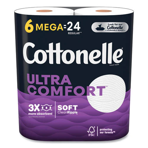 Ultra Comfortcare Toilet Paper, Soft Tissue, Mega Rolls, Septic Safe, 2-ply, White, 284/roll, 6 Rolls/pack, 36 Rolls/carton - Image 1