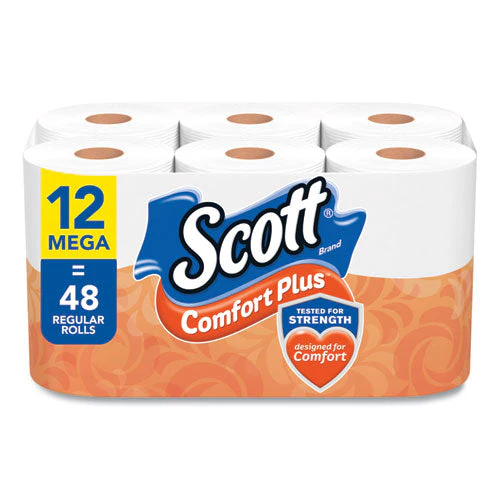 Comfortplus Toilet Paper, Mega Roll, Septic Safe, 1-ply, White, 425 Sheets/roll, 12 Rolls/pack - Image 1