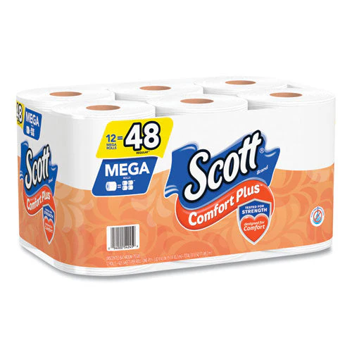 Comfortplus Toilet Paper, Mega Roll, Septic Safe, 1-ply, White, 425 Sheets/roll, 12 Rolls/pack - Image 3