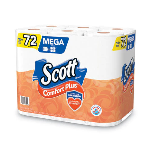 Comfortplus Toilet Paper, Mega Roll, Septic Safe, 1-ply, White, 425 Sheets/roll, 18 Rolls/pack - Image 2