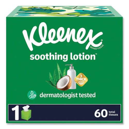 Lotion Facial Tissue, 3-ply, White, 60 Sheets/box, 27 Boxes/carton - Image 1