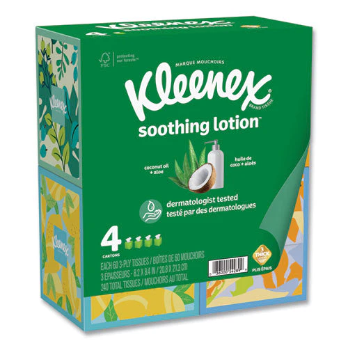 Lotion Facial Tissue, 3-ply, White, 60 Sheets/box, 4 Boxes/pack, 8 Packs/carton - Image 3