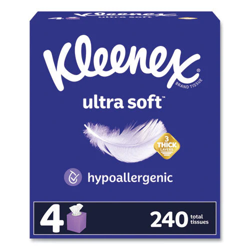 Ultra Soft Facial Tissue, 3-ply, White, 60 Sheets/box, 4 Boxes/pack, 3 Packs/carton - Image 1