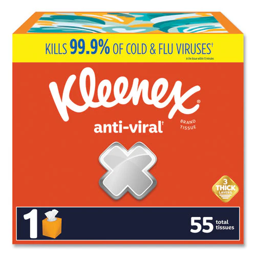 Anti-viral Facial Tissue, 3-ply, White, 55 Sheets/box, 27 Boxes/carton - Image 1