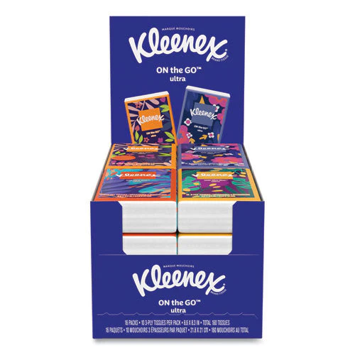 On The Go Packs Facial Tissues, 3-ply, White, 10/pouch, 16 Pouches/pack, 6 Packs/carton - Image 2