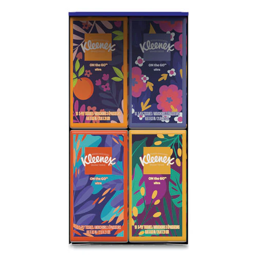 On The Go Packs Facial Tissues, 3-ply, White, 10/pouch, 16 Pouches/pack, 6 Packs/carton - Image 3