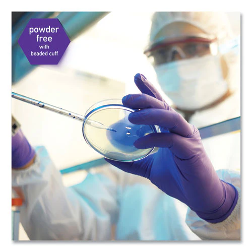 Purple Nitrile Exam Gloves, 242 Mm Length, Small, Purple, 100/box - Image 2
