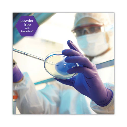 Purple Nitrile Exam Gloves, 242 Mm Length, X-large, Purple, 90/box - Image 2