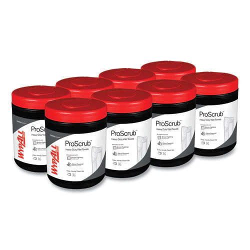 Power Clean Proscrub Pre-saturated Wipes, 12 X 9.5, Citrus Scent, Green/white, 50/canister, 8 Canisters/carton - Image 1