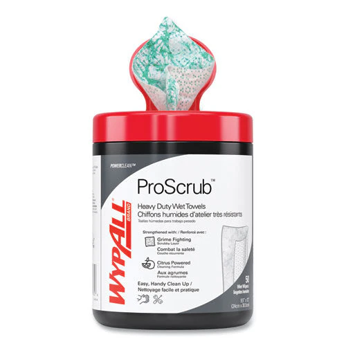 Power Clean Proscrub Pre-saturated Wipes, 12 X 9.5, Citrus Scent, Green/white, 50/canister, 8 Canisters/carton - Image 2