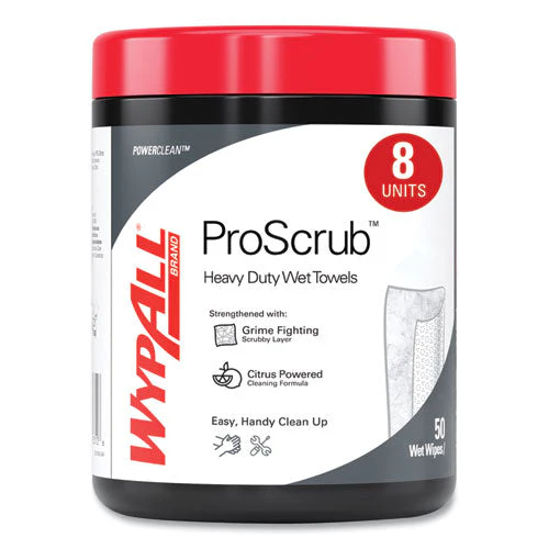 Power Clean Proscrub Pre-saturated Wipes, 12 X 9.5, Citrus Scent, Green/white, 50/canister, 8 Canisters/carton - Image 3
