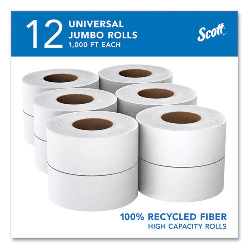 Essential 100% Recycled Fiber Jrt Bathroom Tissue For Business, Septic Safe, 2-ply, White, 3.55" X 1,000 Ft, 12 Rolls/carton - Image 2