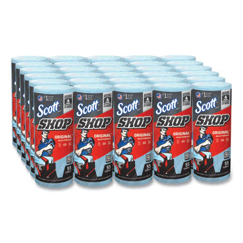 Shop Towels, Standard Roll, 1-ply, 9.4 X 11, Blue, 55/roll, 30 Rolls/carton - Image 1