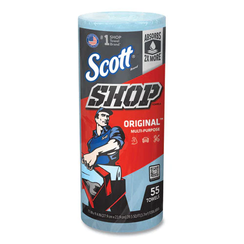 Shop Towels, Standard Roll, 1-ply, 9.4 X 11, Blue, 55/roll, 30 Rolls/carton - Image 3