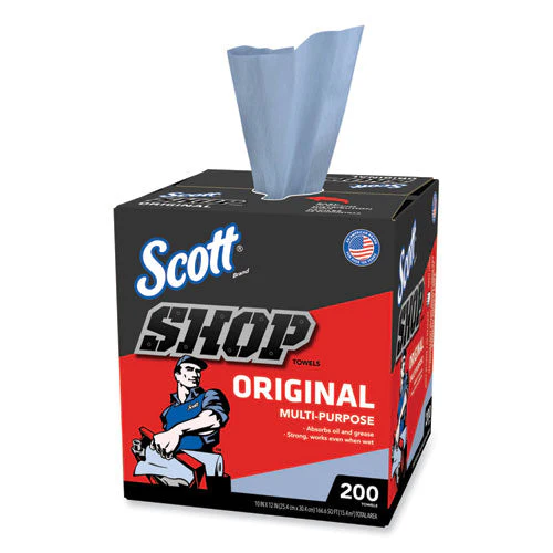 Shop Towels, Pop-up Box, 1-ply, 9 X 12, Blue, 200/box, 8 Boxes/carton - Image 1