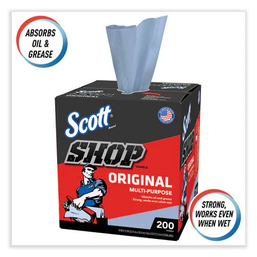 Shop Towels, Pop-up Box, 1-ply, 9 X 12, Blue, 200/box, 8 Boxes/carton - Image 3