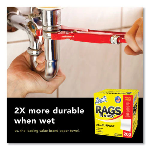 Rags In A Box, Pop-up Box, 12 X 9, White, 200/box, 8 Boxes/carton - Image 2