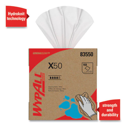 X50 Cloths, Pop-up Box, 12.5 X 9.1, White, 168/box, 10 Boxes/carton - Image 2
