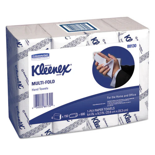 Multi-fold Paper Towels, 4-pack Bundles, 1-ply, 9.2 X 9.4, White, 150/pack, 16 Packs/carton - Image 1