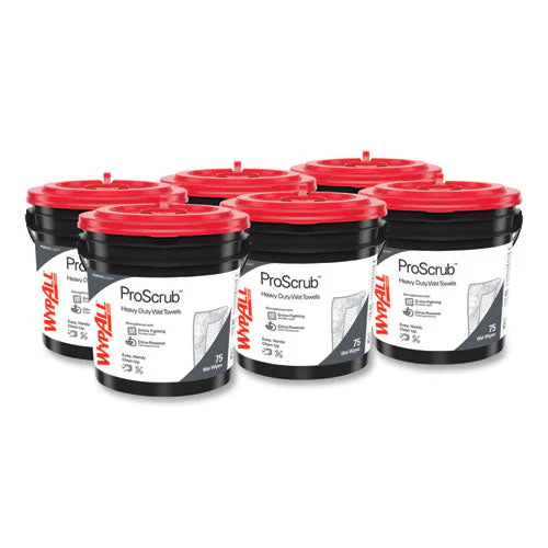 Power Clean Proscrub Pre-saturated Wipes, 9.5 X 12, Citrus Scent, Green, 75/bucket, 6 Buckets/carton - Image 1