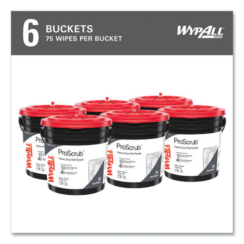 Power Clean Proscrub Pre-saturated Wipes, 9.5 X 12, Citrus Scent, Green, 75/bucket, 6 Buckets/carton - Image 2