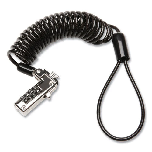 Slim Portable Combination Lock For Standard Slot, 6 Ft Carbon Steel Cable, Black/silver - Image 1