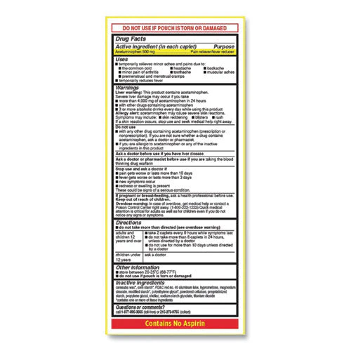 Acetaminophen, 500mg, Extra Strength Caplets, Refill, 2 /packet, 30 Packets/box - Image 3