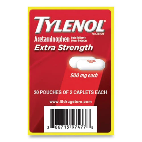 Acetaminophen, 500mg, Extra Strength Caplets, Refill, 2 /packet, 30 Packets/box - Image 2
