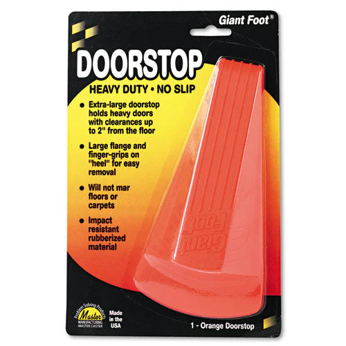 Giant Foot Doorstop, No-slip Rubber Wedge, 3.5w X 6.75d X 2h, Safety Orange - Image 1