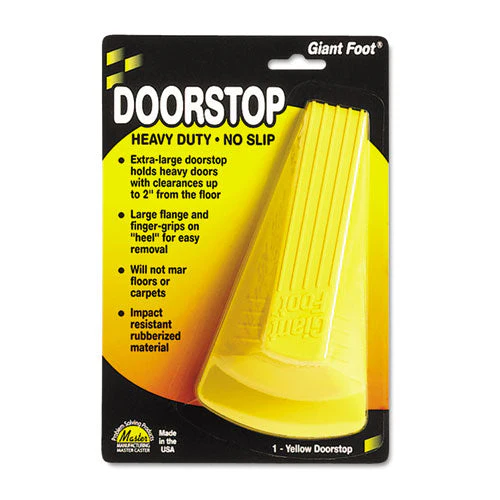 Giant Foot Doorstop, No-slip Rubber Wedge, 3.5w X 6.75d X 2h, Safety Yellow - Image 1