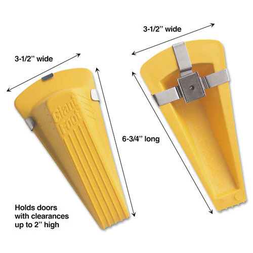 Giant Foot Magnetic Doorstop, No-slip Rubber Wedge, 3.5w X 6.75d X 2h, Yellow - Image 1