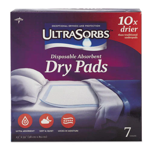 Ultrasorbs Disposable Dry Pads, 23" X 35", Blue, 7/box - Image 1