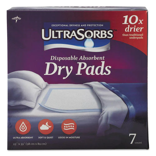 Ultrasorbs Disposable Dry Pads, 23" X 35", White, 7/box, 6/carton - Image 1