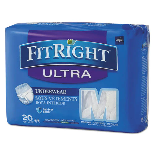 Fitright Ultra Protective Underwear, Medium, 28" To 40" Waist, 20/pack - Image 1