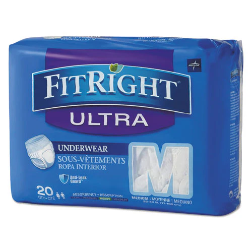 Fitright Ultra Protective Underwear, Medium, 28" To 40" Waist, 20/pack, 4 Pack/carton - Image 1