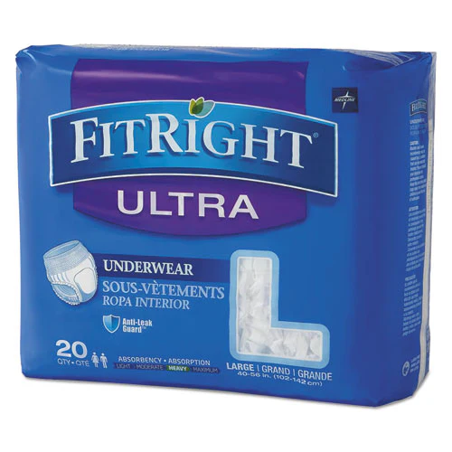 Fitright Ultra Protective Underwear, Large, 40" To 56" Waist, 20/pack - Image 1