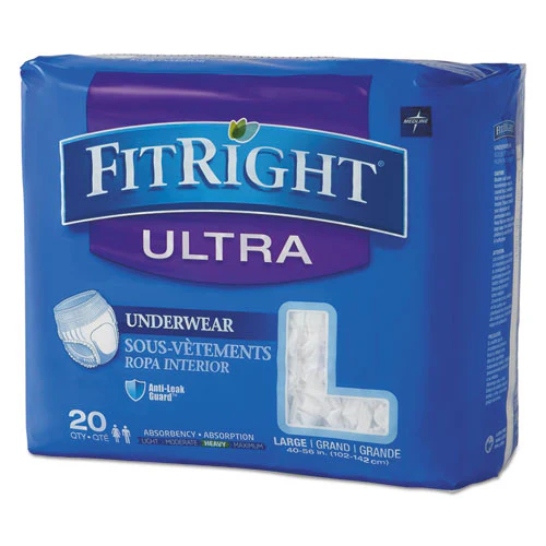 Fitright Ultra Protective Underwear, Large, 40" To 56" Waist, 20/pack, 4 Pack/carton - Image 1