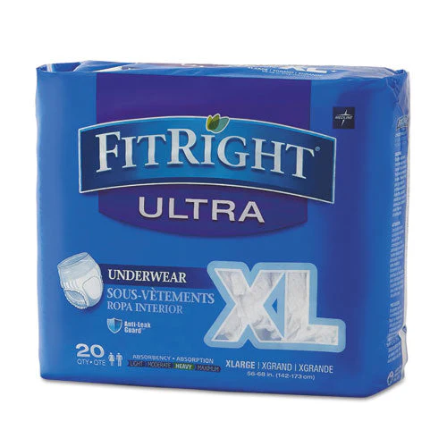 Fitright Ultra Protective Underwear, X-large, 56" To 68" Waist, 20/pack - Image 1