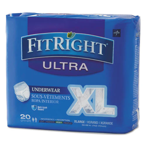 Fitright Ultra Protective Underwear, X-large, 56" To 68" Waist, 20/pack, 4 Pack/carton - Image 1