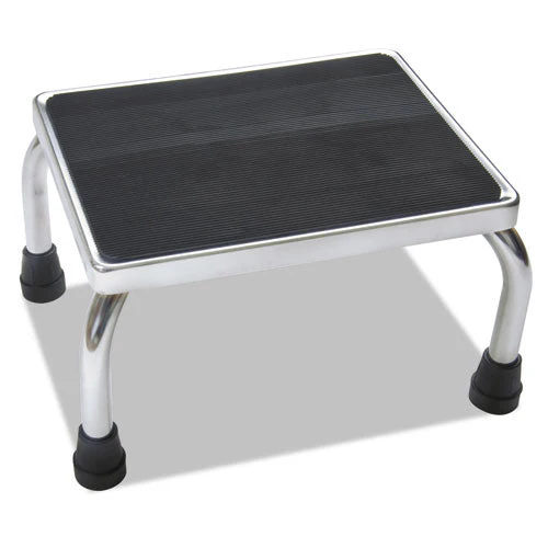 Foot Stool, 1-step, 350 Lb Capacity, 16 X 12 X 8.25, Steel, Chrome/black Mat - Image 1
