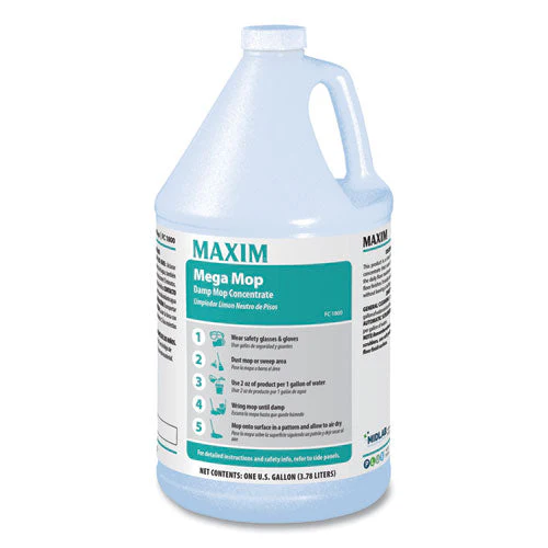 Mega Mop Damp Mop Concentrate, Lemon Scent, 1 Gal Bottle, 4/carton - Image 1