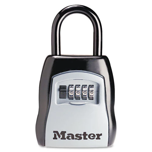 Locking Combination 5 Key Steel Box, 3.25" Wide, Black/silver - Image 1