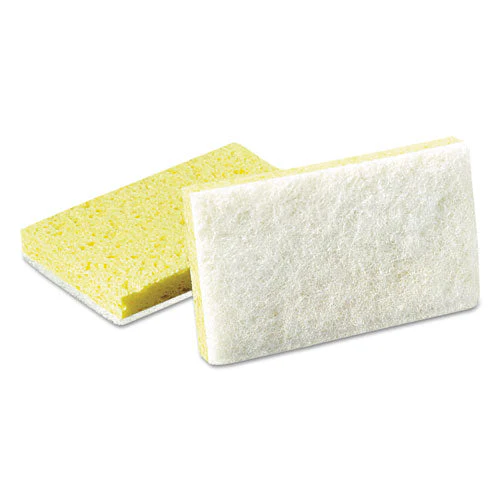 Light-duty Scrubbing Sponge, #63, 3.6 X 6.1, 0.7" Thick, Yellow/white, 20/carton - Image 1