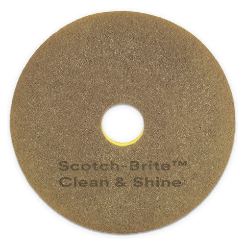 Clean And Shine Pad, 20" Diameter, Brown/yellow, 5/carton - Image 1