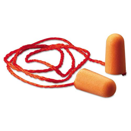 Foam Single-use Earplugs, Corded, 29nrr, Orange, 100 Pairs - Image 1